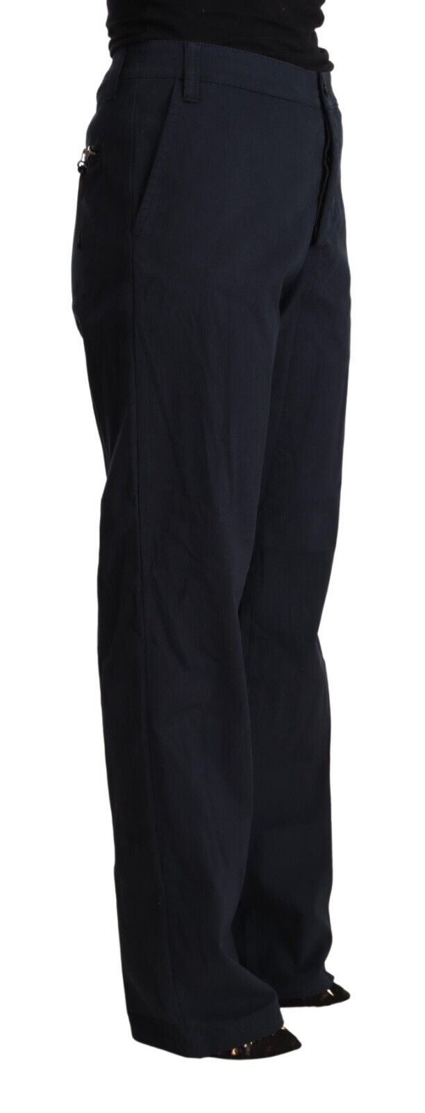 Exte Black High Waist Tapered Cotton Pants - Fizigo