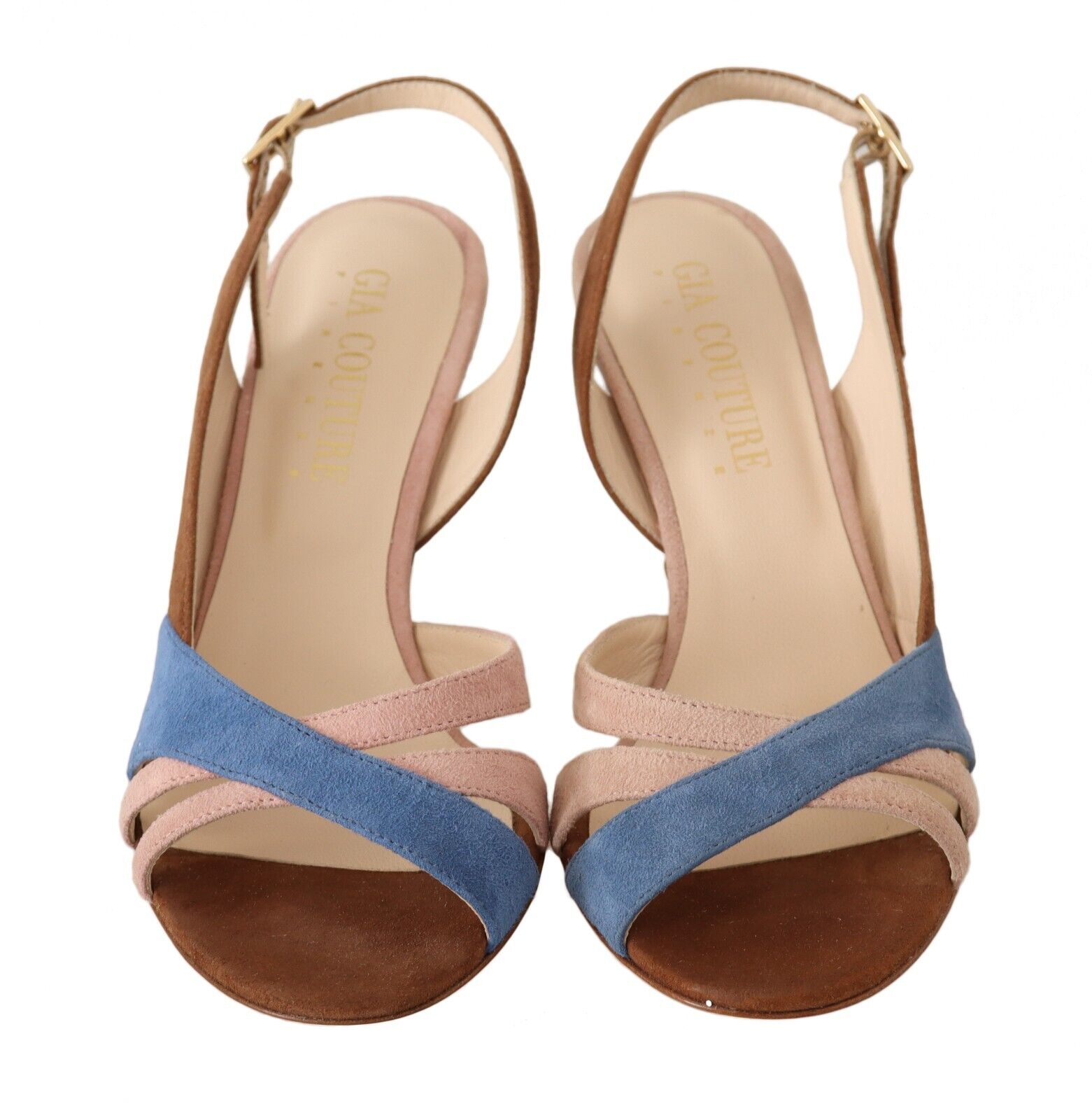 GIA COUTURE Multicolor Suede Leather Slingback Heels Sandals Shoes - Fizigo