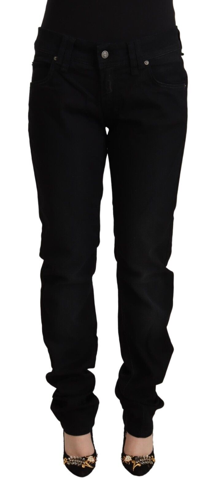 John Galliano Black Cotton Low Waist Skinny Slim Fit Denim Pants - Fizigo