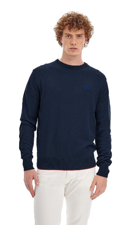 La Martina Blue Cotton Sweater - Fizigo