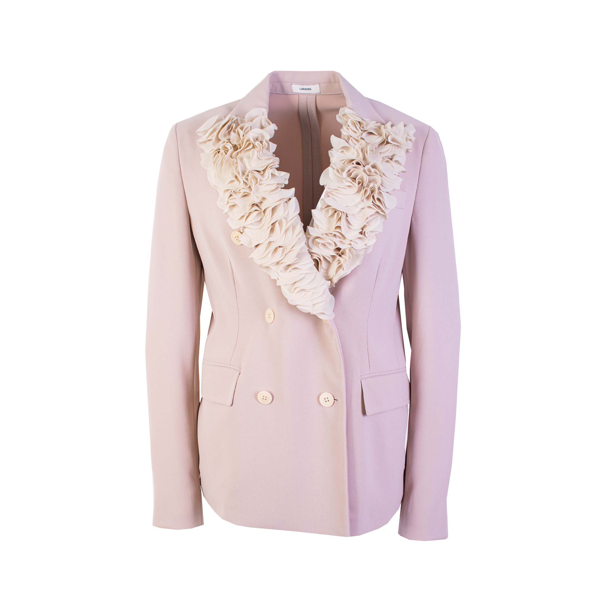 Lardini Light Pink Double Breast Ruffle Jacket - Fizigo