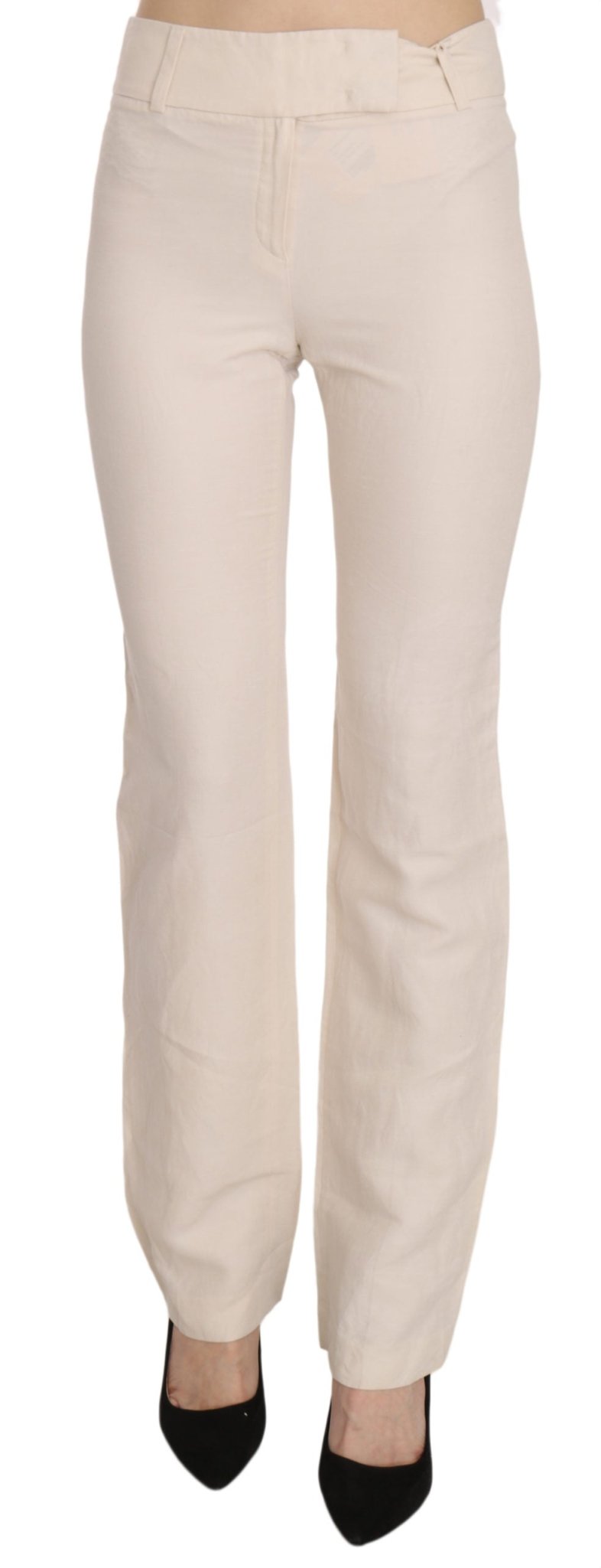 LAUREL White High Waist Silk Blend Flared Dress Trousers Pants - Fizigo