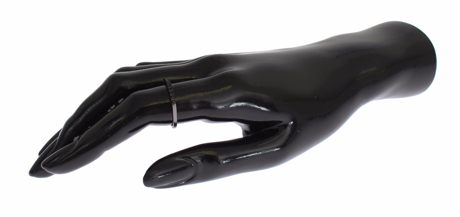 Nialaya Black CZ Rhodium 925 Silver Womens Ring - Fizigo