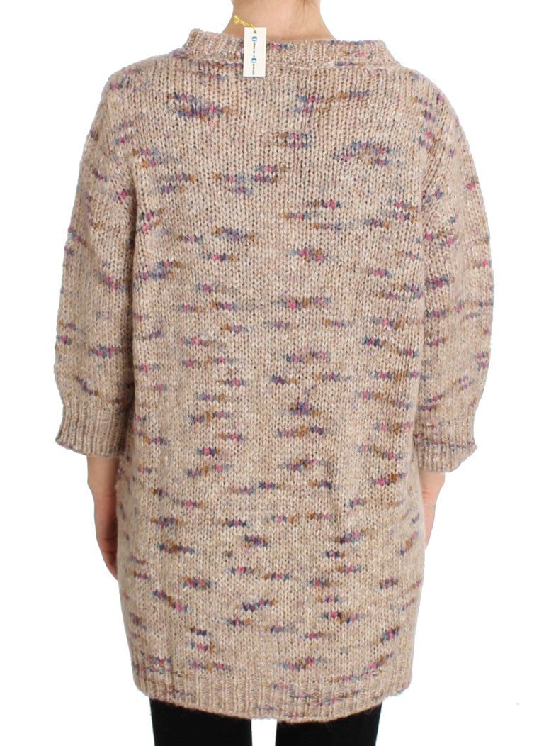 PINK MEMORIES Beige Wool Blend Knitted Oversize Sweater - Fizigo