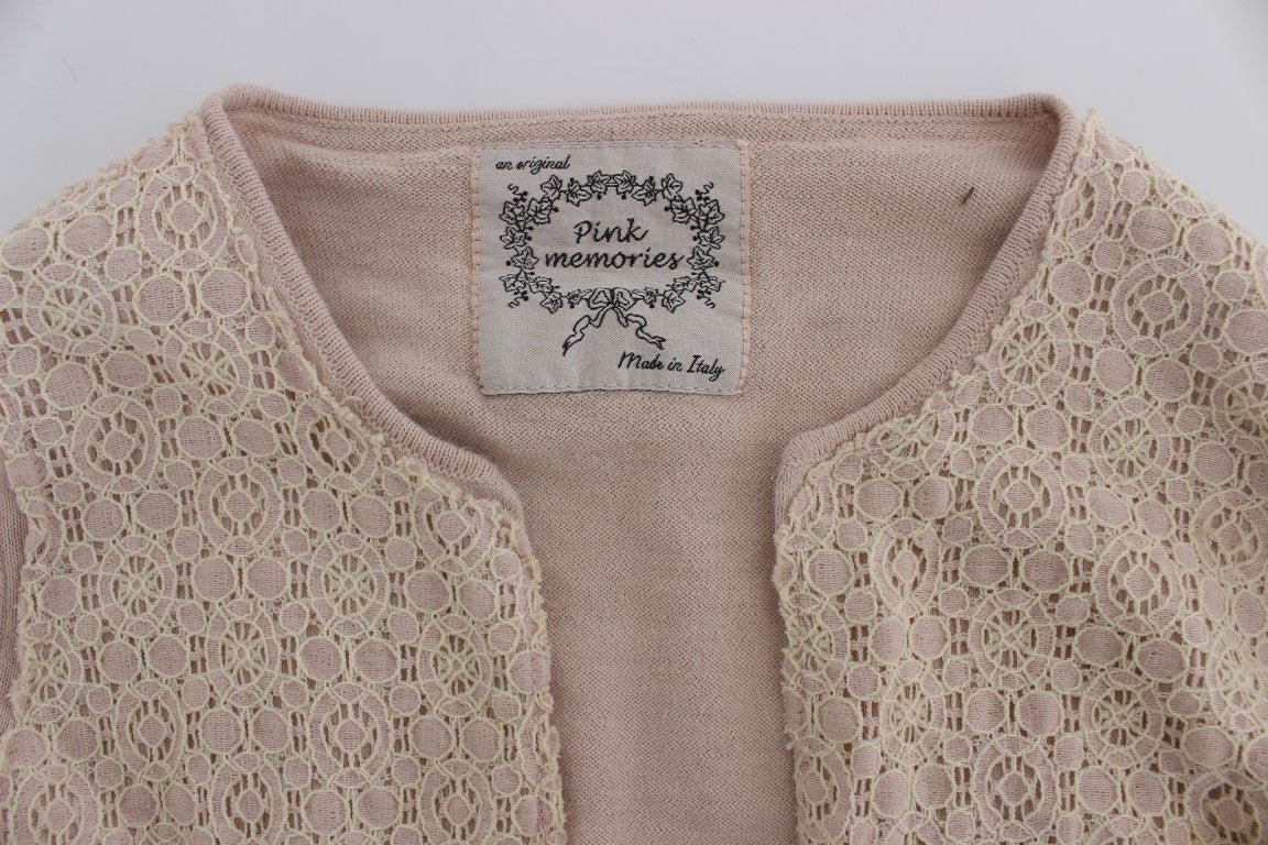 PINK MEMORIES Pink Floral Lace Wrap Sweater - Fizigo