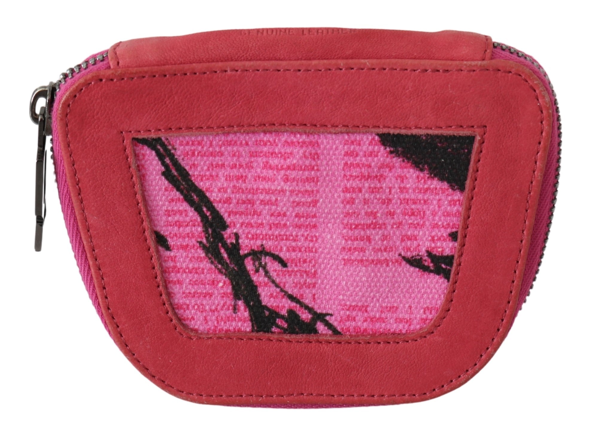 PINKO Pink Suede Printed Coin Holder Women Fabric Zippered Purse - Fizigo