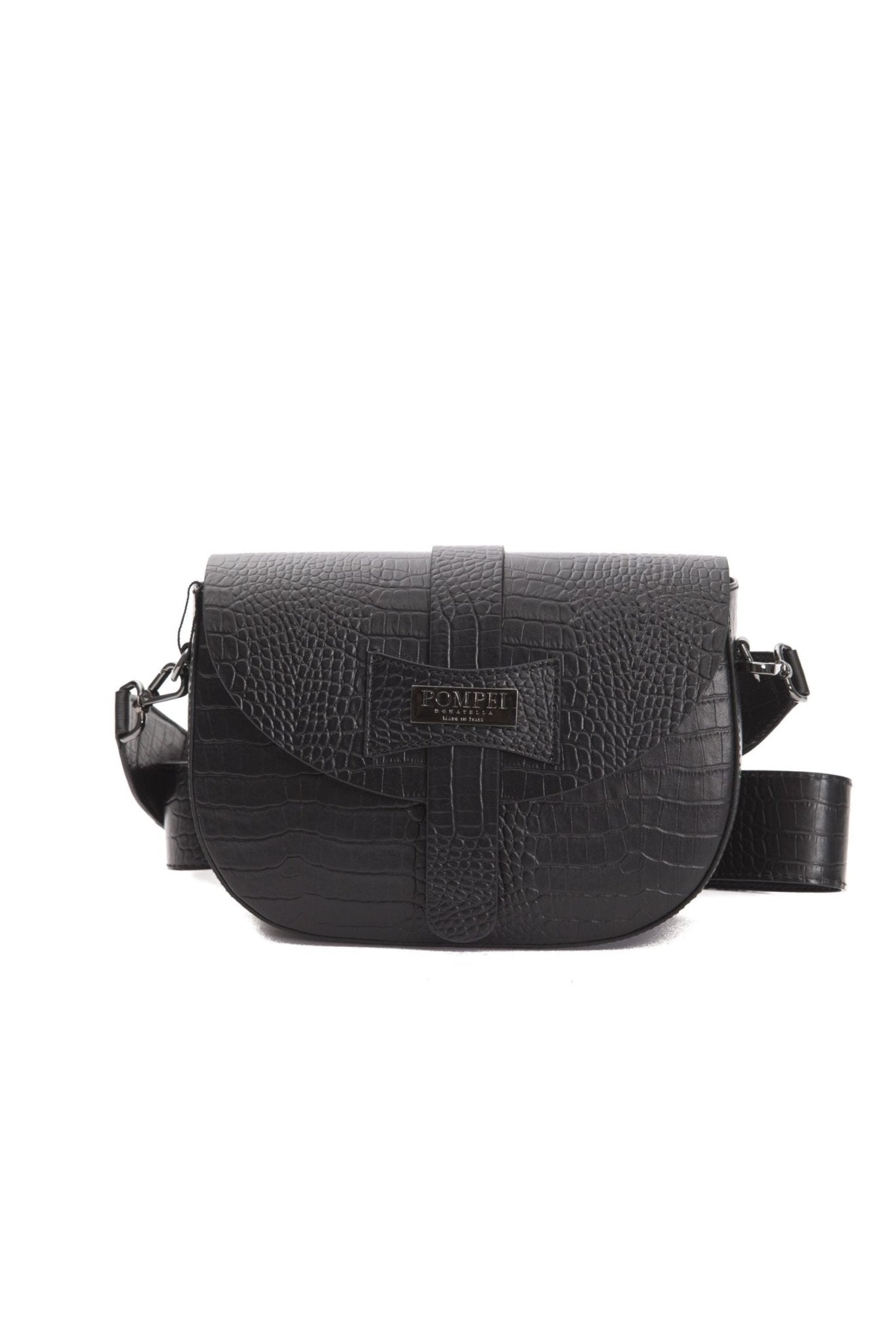 Pompei Donatella Black Leather Crossbody Bag - Fizigo