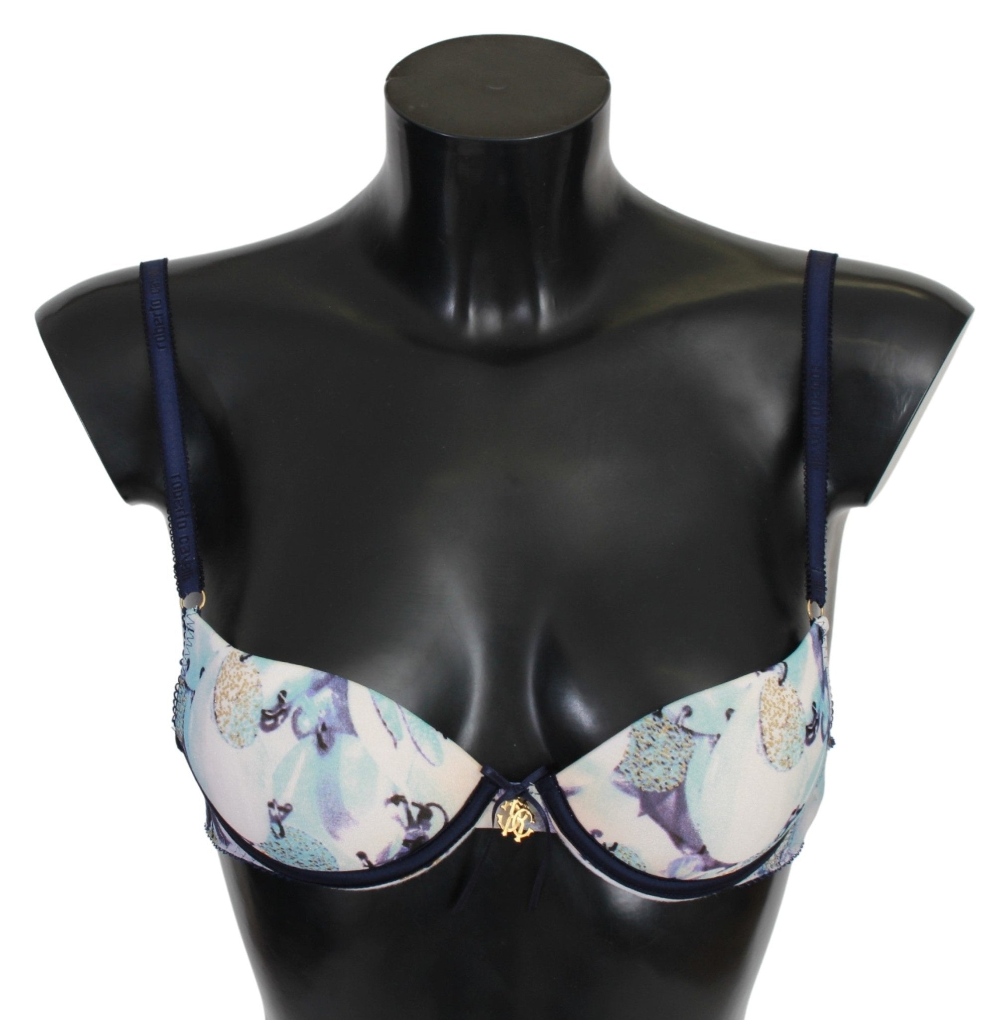 Roberto Cavalli Blue Printed Nylon Reggiseno Bra Underwear - Fizigo