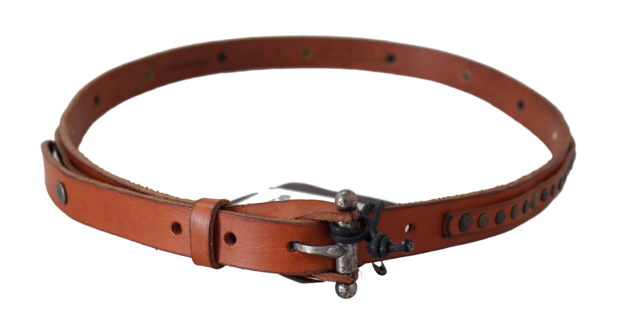 Scervino Street Brown Genuine Leather Rustic Silver Buckle Belt - Fizigo