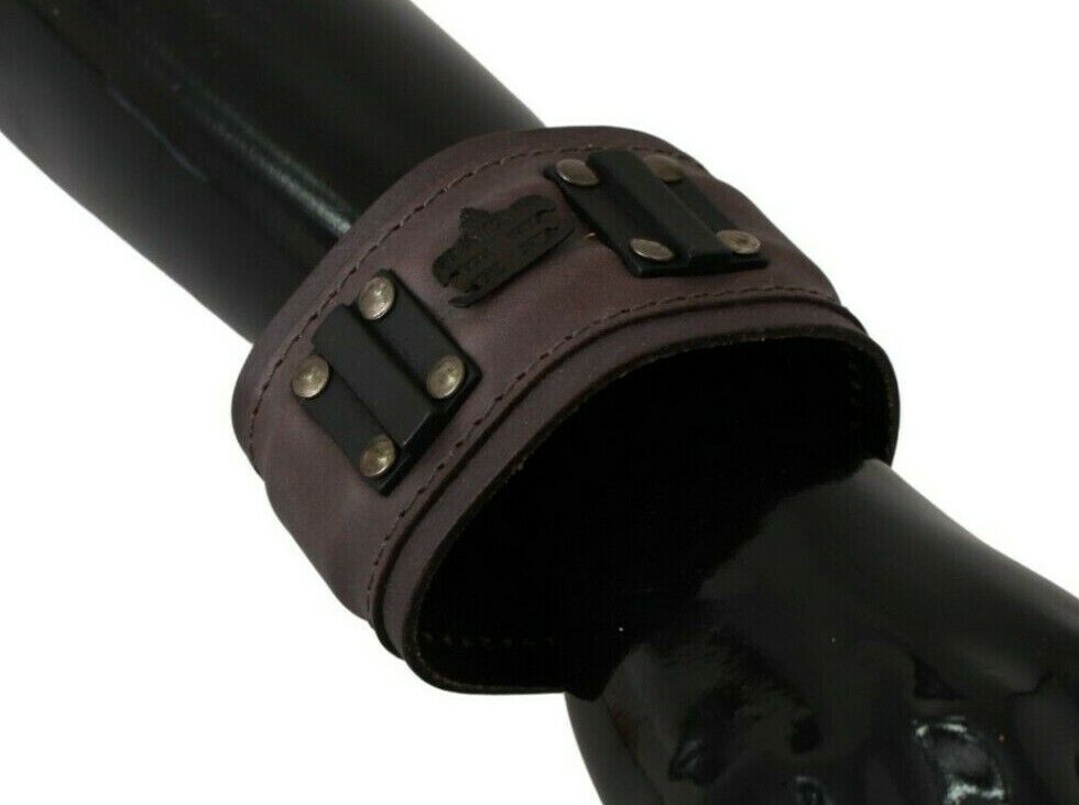 Scervino Street Brown Leather Branded Wide Buckle Closure Bracelet - Fizigo