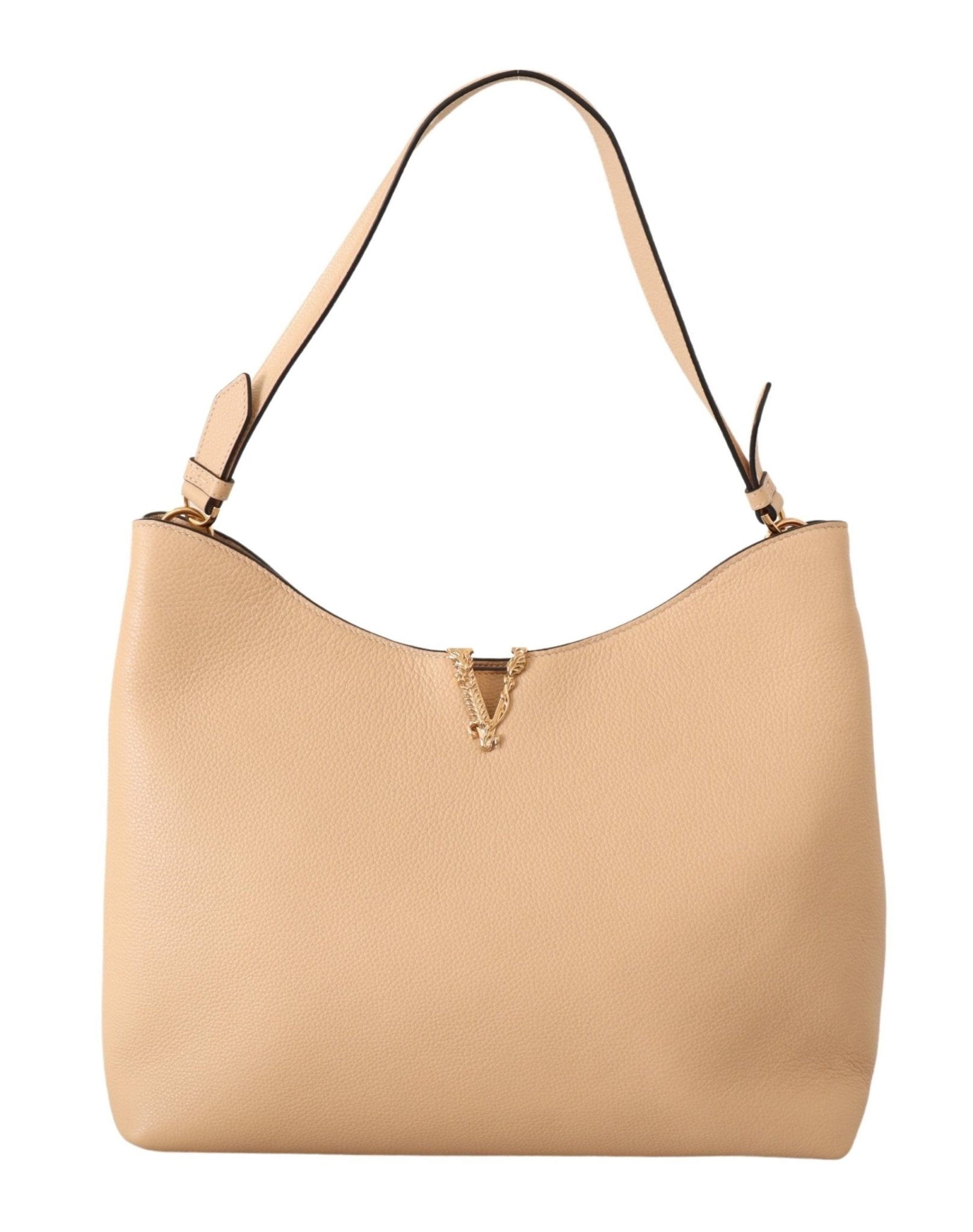 Versace Nude Calf Leather Hobo Shoulder & Handbag - Fizigo