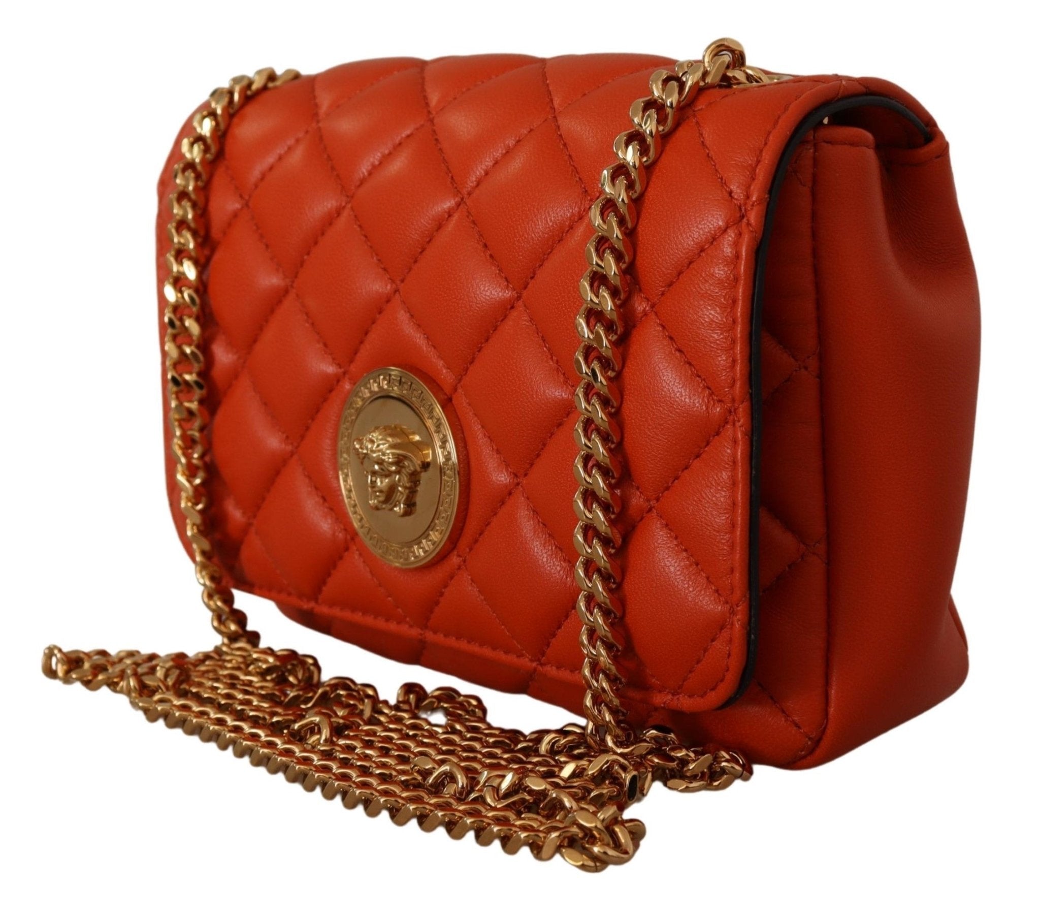 Versace Red Nappa Leather Medusa Small Crossbody Bag - Fizigo