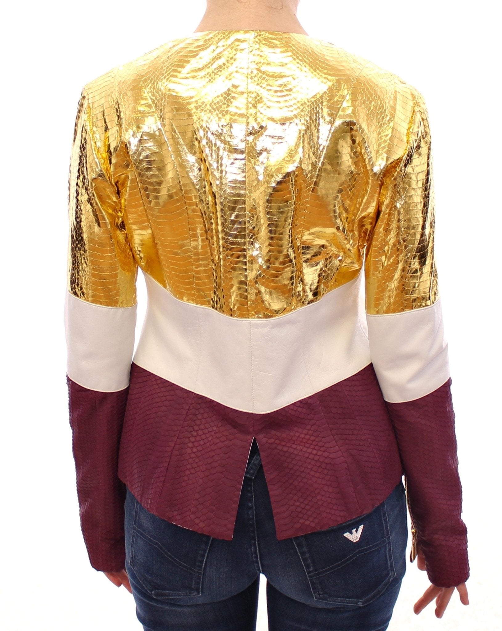 Vladimiro Gioia White Gold Purple Leather Jacket - Fizigo