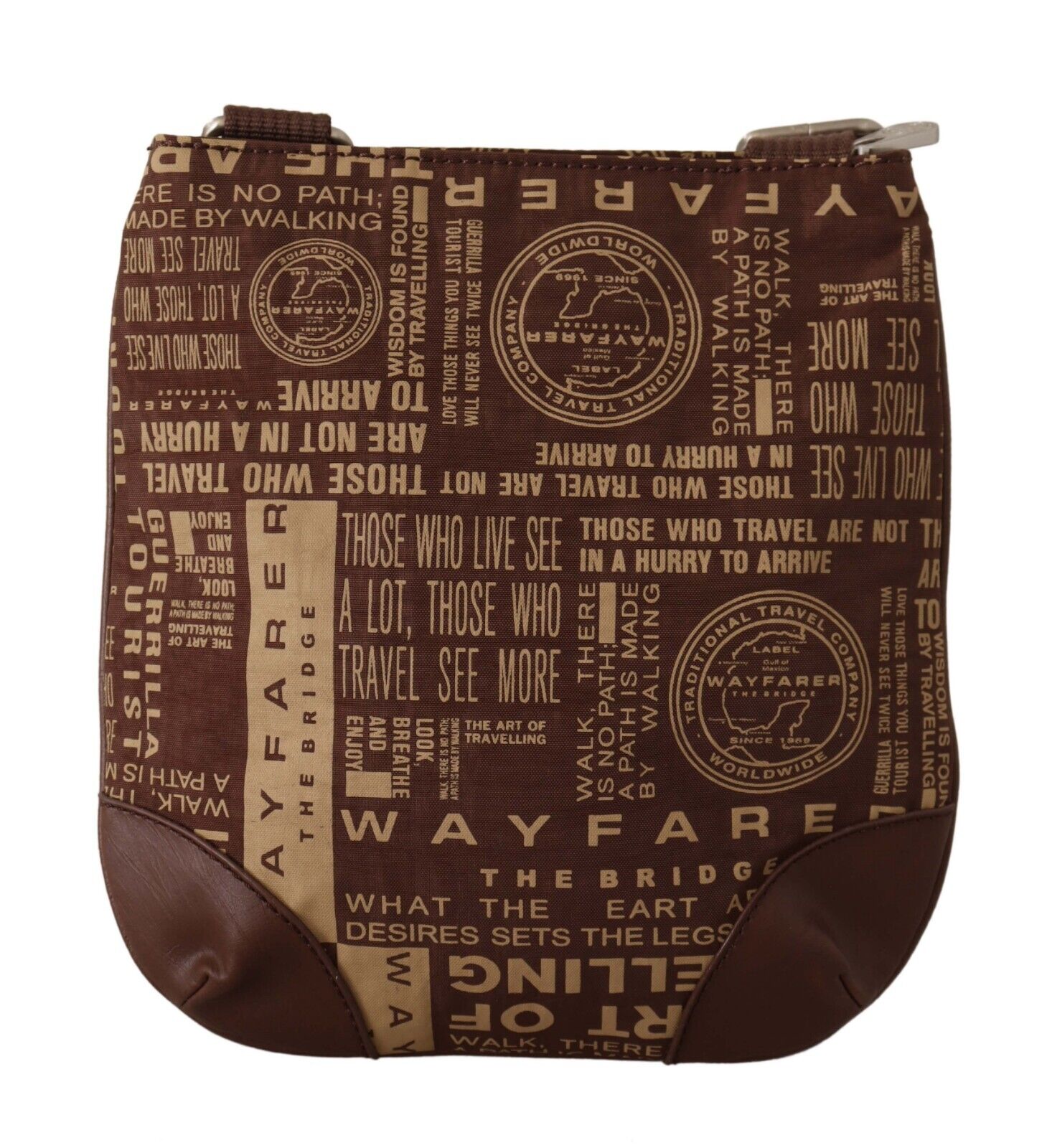 WAYFARER Brown Printed Logo Shoulder Crossbody Purse Bag - Fizigo